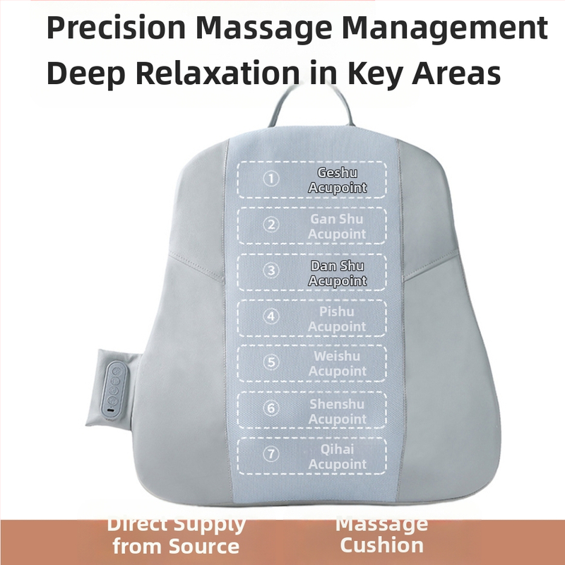 Масажна възглавница за кръст и гръб с 2 масажни глави, месене, термична компресия с червена светлина и инфрачервена терапия, за домашна и автомобилна употреба