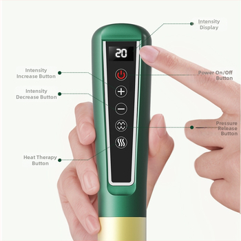 Gudra neigiamā spiediena kupešanas un skrāpēšanas ierīce ar apkuri, meridiānu birsti, uzlādi un pogas vadību