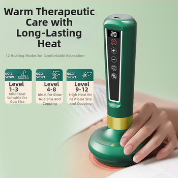 Gudra neigiamā spiediena kupešanas un skrāpēšanas ierīce ar apkuri, meridiānu birsti, uzlādi un pogas vadību