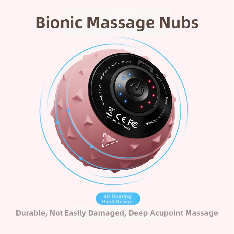 Вибрационна масажна топка за цялото тяло - електрическа фасциална топка за отпускане на мускули, фитнес и йога | ABS + силикагел, USB зареждане, време на работа ~3 ч, CE/ROHS/FCC сертифициран