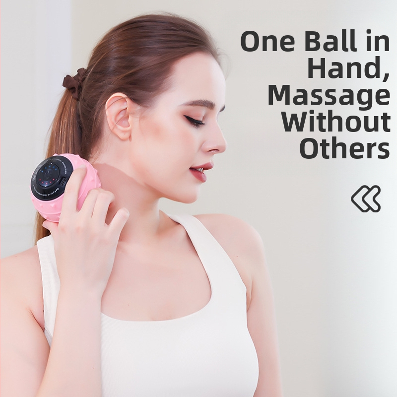 Вибрационна масажна топка за цялото тяло - електрическа фасциална топка за отпускане на мускули, фитнес и йога | ABS + силикагел, USB зареждане, време на работа ~3 ч, CE/ROHS/FCC сертифициран