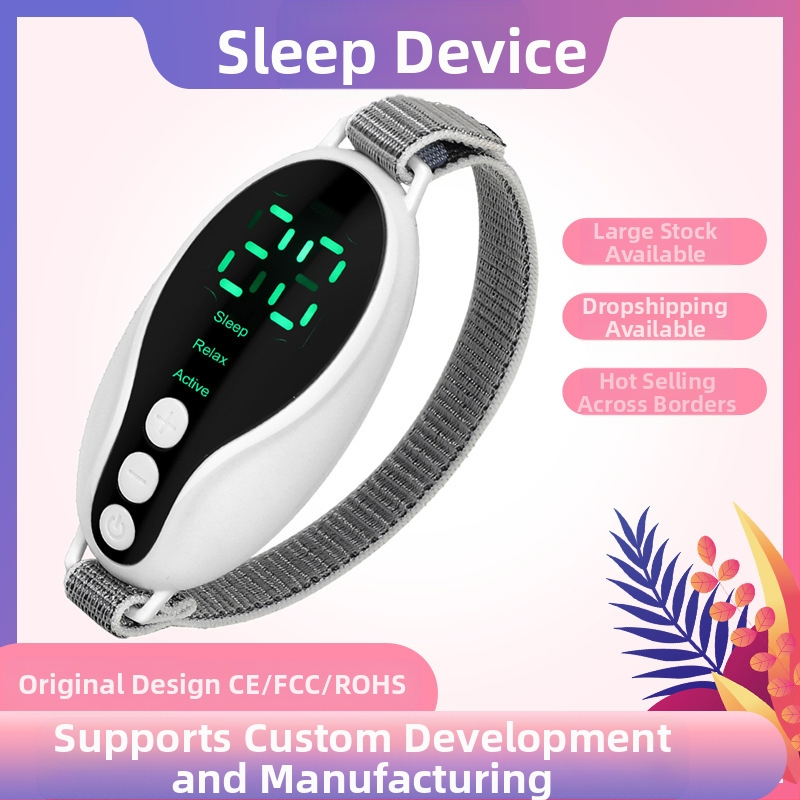 Rankinis miego pagalbininkas su įmontuota įkraunama baterija, skaitmeniniu ekranu, laidiniu valdymu, pulsine šilumos terapija ir mikro srovės diržu