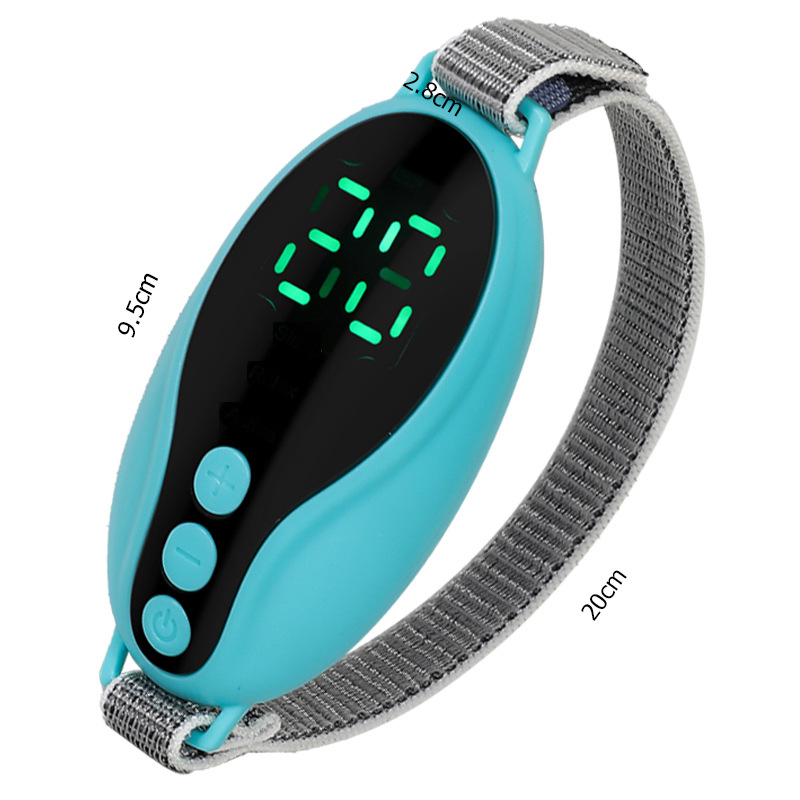 Rankinis miego pagalbininkas su įmontuota įkraunama baterija, skaitmeniniu ekranu, laidiniu valdymu, pulsine šilumos terapija ir mikro srovės diržu