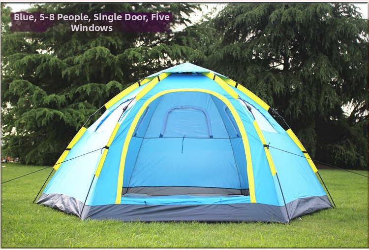 Šešiakampė palapinė 6-8 asmenims su dviejomis durimis, greitas įrengimas, atspari vandeniui 1500-2000 mm
