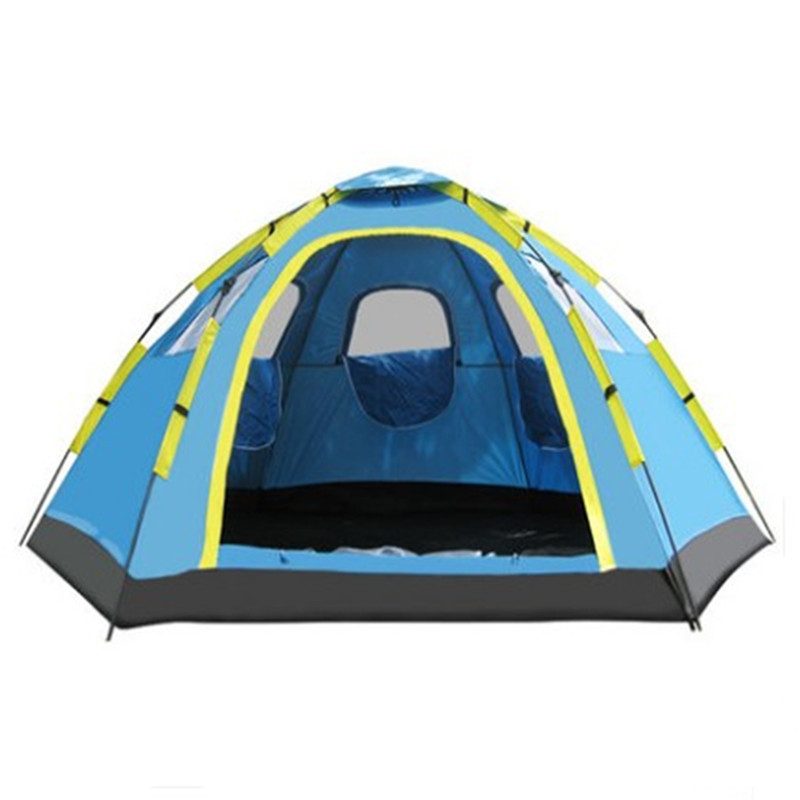 Šešiakampė palapinė 6-8 asmenims su dviejomis durimis, greitas įrengimas, atspari vandeniui 1500-2000 mm