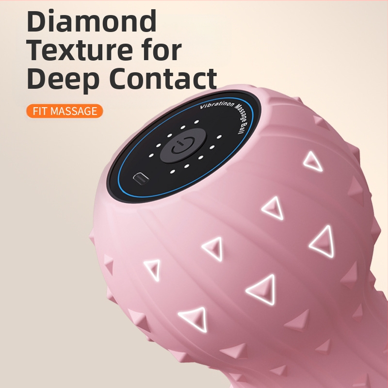 Ръчна масажна топка за фасия — силикон+ABS, 3D вибрация, масаж на цялото тяло, USB зареждане, 150 минути работа