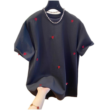 Γυναικεία T-shirt από chenille με ελαστάνη, μανίκια σε σχήμα κέρατο, μανίκια 3/4, στρογγυλός λαιμός, κανονικό μήκος