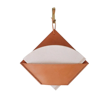 PU oda – nešiojamas kavos filtro popieriaus laikiklis ventiliatoriaus forma su saugojimo krepšeliu, lengvas prabangos stilius, pritaikomas logotipas