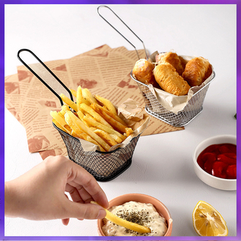 Κάδος τηγανίσματος από επίχρισμα σιδήρου για πατάτες τηγανητές και κοτόπουλο, αντι-καψίματα, προσαρμοζόμενος, μοντέρνος μινιμαλιστικός σχεδιασμός