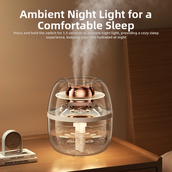 Υγραντήρας αέρα οικιακής χρήσης με διαφανή κρυστάλλινο σχεδιασμό, μεγάλη χωρητικότητα 2,6–4,0 L, κατάλληλος για δωμάτια έως 30 m², 2 ακροφύσια ομίχλης, ήσυχος, USB τροφοδοσία, στρογγυλός σχεδιασμός, χρονοδιακόπτης άνω των 8 ωρών.