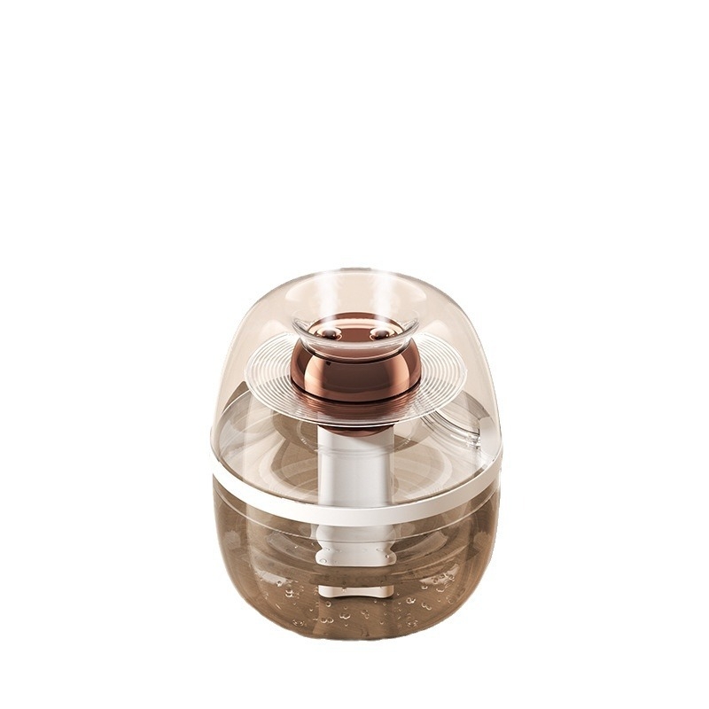 Овлажнител за въздух с прозрачен кристален дизайн, голям капацитет 2.6–4.0 л, за помещения до 30 м², 2 изхода за мъгла, с тиха работа, USB захранване, кръгъл корпус, таймер над 8 ч.