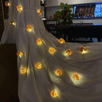 3D LED φώτων αλυσίδα σε μορφή καρύδιού, 20 LED, 2700K ζεστό λευκό, 300 lm, απομακρυσμένη ρύθμιση φωτεινότητας, τροφοδοσία μπαταρίας/ USB/ ρεύματος