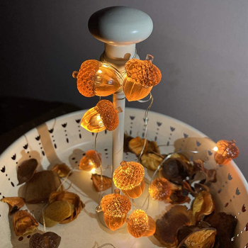 3D LED φώτων αλυσίδα σε μορφή καρύδιού, 20 LED, 2700K ζεστό λευκό, 300 lm, απομακρυσμένη ρύθμιση φωτεινότητας, τροφοδοσία μπαταρίας/ USB/ ρεύματος