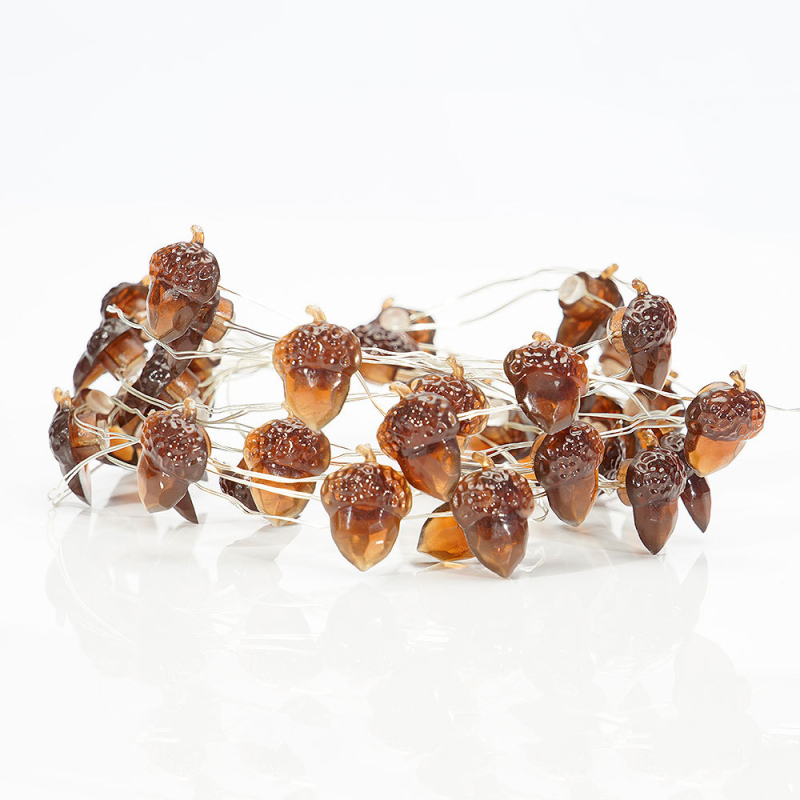 3D makk formájú LED fényfüzér, 20 LED, 2700K melegfehér, 300 lm, távirányítós fényerő-szabályozás, tápellátás: akkumulátor/ USB/ hálózati