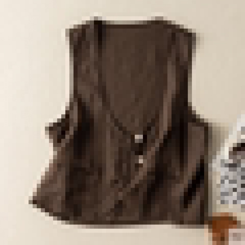 Жилет с V-образно деколте, литературно ретро стил, памук-лен плат, къс модел (40–50 см)