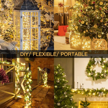 LED Αλυσίδα Φωτισμού από Χαλκό Σύρμα, Τροφοδοσία USB, Αδιάβροχη, Αφηρημένος Σχεδιασμός, Τηλεχειριστήριο 8 Λειτουργιών