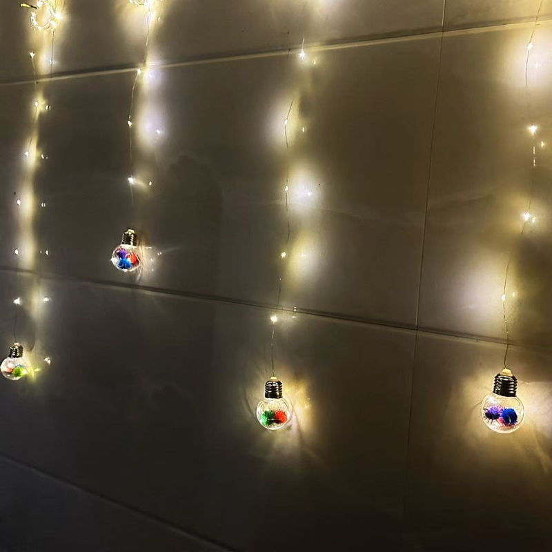 Завесни светлини с медна тел и LED, топла бяла 2700K, 300 диода, USB захранване, дистанционно управление, IP44