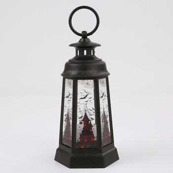 Halloween LED φανάρι γραφείου, ρετρό εξάγωνος σχεδιασμός, υλικά: πλαστικό και γυαλί, διακοσμητικό αντικείμενο σκηνής