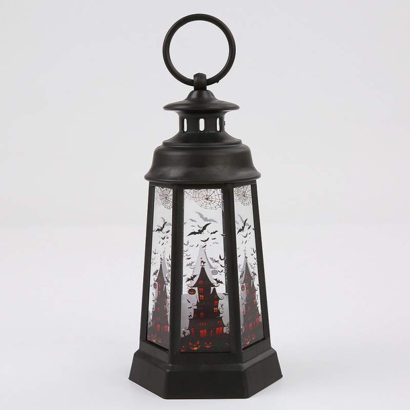 Хелоуин LED фенер за бюро, ретро шестъгълен дизайн, материали: пластмаса и стъкло, декоративен реквизит за сценично оформление