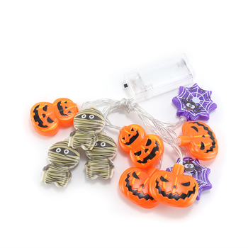 Γιρλάντα LED για Halloween με μοτίβα κολοκύθας, κρανίου και φαντάσματος, 20 LED, IP42, είσοδος ≤36V, ζωή 50.000 ωρών, με κουτί μπαταριών