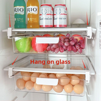 Хладилник-ящик за яйца с висяща кошница, вътрешен органайзер за съхранение (PET+ABS; 1 бр.; стил: модерен минимализъм; висяща кошница)