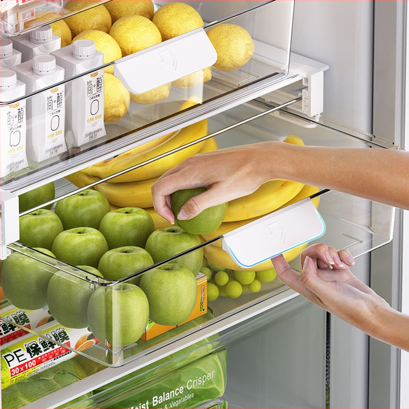 Хладилник-ящик за яйца с висяща кошница, вътрешен органайзер за съхранение (PET+ABS; 1 бр.; стил: модерен минимализъм; висяща кошница)