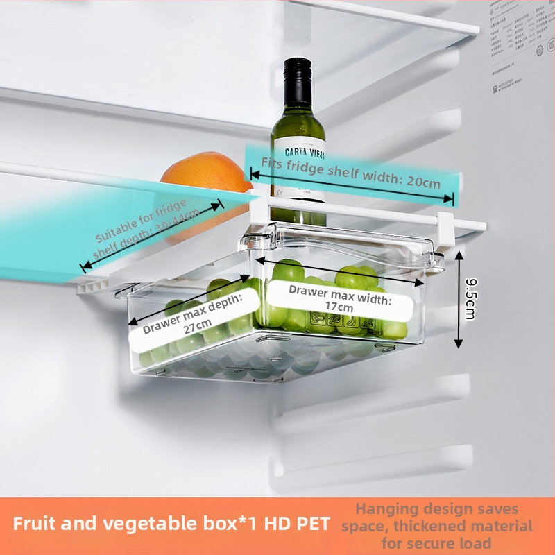 Хладилник-ящик за яйца с висяща кошница, вътрешен органайзер за съхранение (PET+ABS; 1 бр.; стил: модерен минимализъм; висяща кошница)