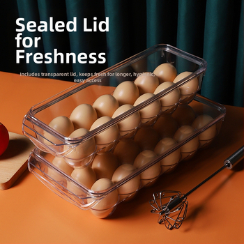 Κουτί αποθήκευσης αυγών για συρτάρι ψυγείου, PET πλαστικό, χωρητικότητα 2 L, ψύξη, μοντέρνο στυλ απλότητας, μοντέλο 9514