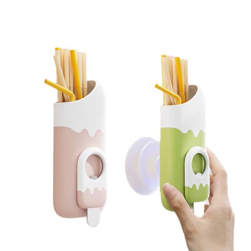 Mágneses falra szerelhető szívószál-tároló dupla funkciós üvegnyitóval – konyhai rendező (PP+PET)