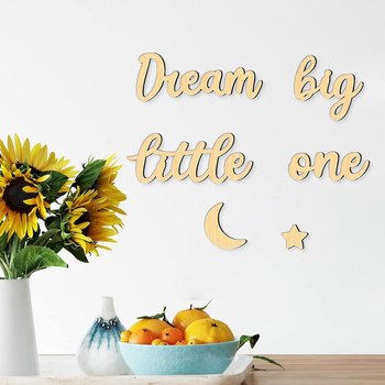 Fából készült falidísz önragasztóval, hold és csillag logóval — Sinhyun márka; otthonra, irodába és szórakozóhelyekre