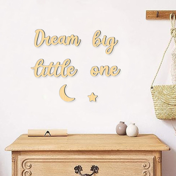 Ξύλινο αυτοκόλλητο τοίχου με λογότυπο φεγγαριού και αστεριών — μάρκα Sinhyun; κατάλληλο για οικία, γραφείο και χώρους διασκέδασης