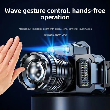 Galvos lemputė su LED, 3W, 1500mAh, rankinis įkrovimas, 200–500 m spindulys