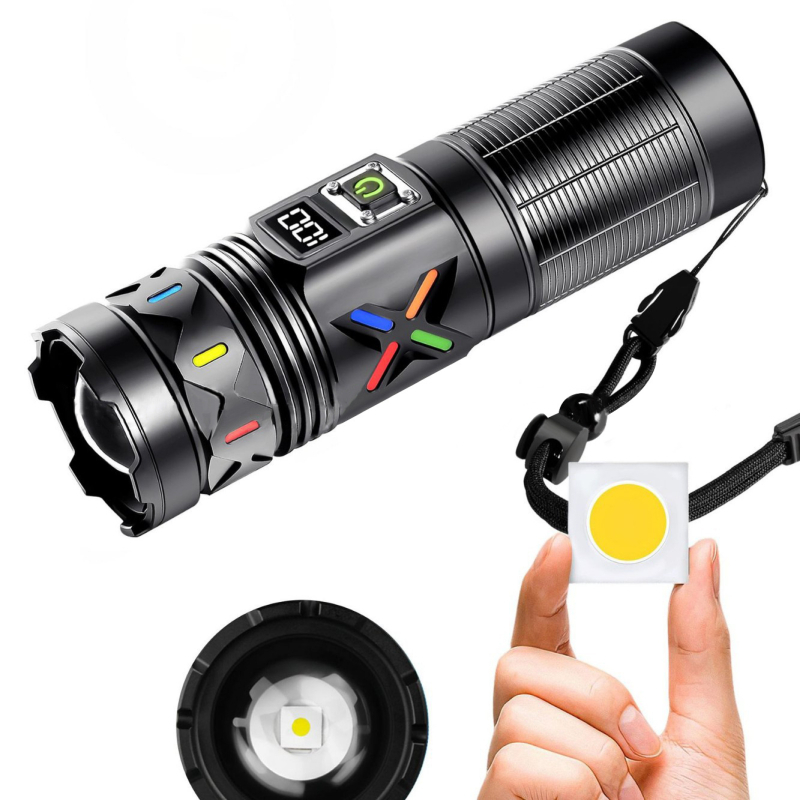 Skywolfeye 30W alumíniumötvözetes zseblámpa fehér lézerrel, 3 módú teleszkópos zoom, Type-C töltés, hatótávolság ≥ 500 m