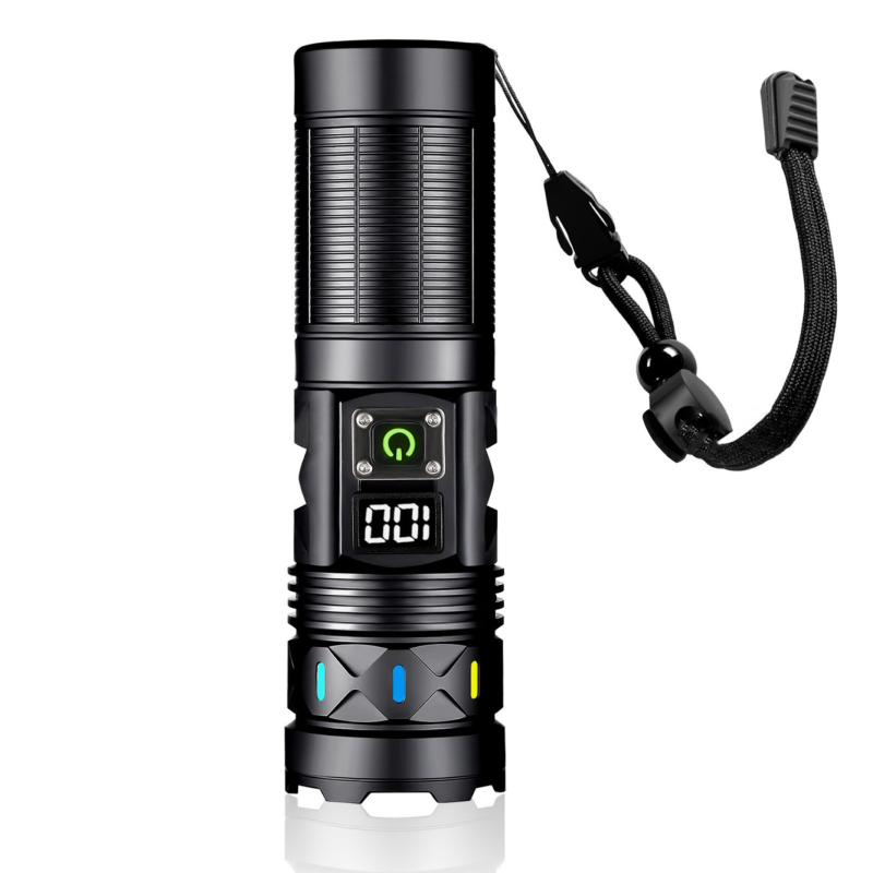 Skywolfeye 30W alumíniumötvözetes zseblámpa fehér lézerrel, 3 módú teleszkópos zoom, Type-C töltés, hatótávolság ≥ 500 m