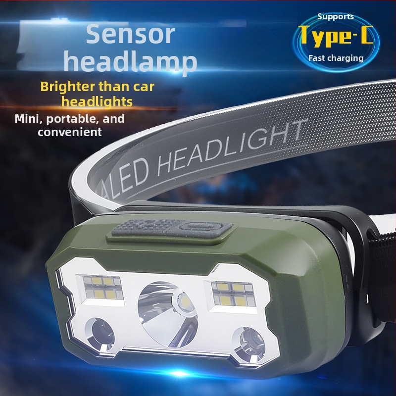 LED galvos žibintuvas, 5W, Type-C įkrovimas, didelio tankio Li-ion baterija, 200-500 m nuotolis