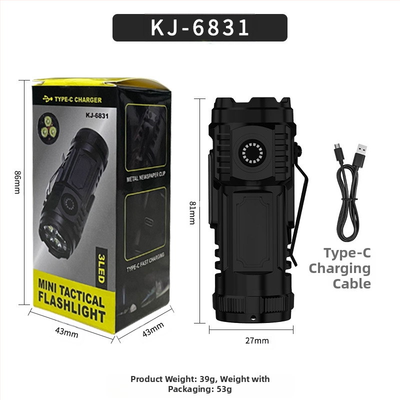 LED клип‑фенерче за шапка, 5W, презареждаем, пластмасов корпус, обхват 50–100 м