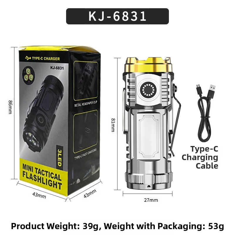 LED клип‑фенерче за шапка, 5W, презареждаем, пластмасов корпус, обхват 50–100 м