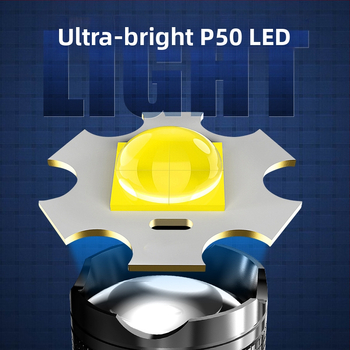 Φορτιζόμενος LED φακός με τηλεσκοπικό ζουμ και ψηφιακή οθόνη (LED, 1200mAh, 3W, Τηλεσκοπικό ζουμ, Ψηφιακή οθόνη)