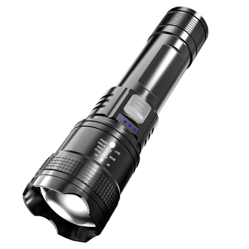 Φορτιζόμενος LED φακός με τηλεσκοπικό ζουμ και ψηφιακή οθόνη (LED, 1200mAh, 3W, Τηλεσκοπικό ζουμ, Ψηφιακή οθόνη)