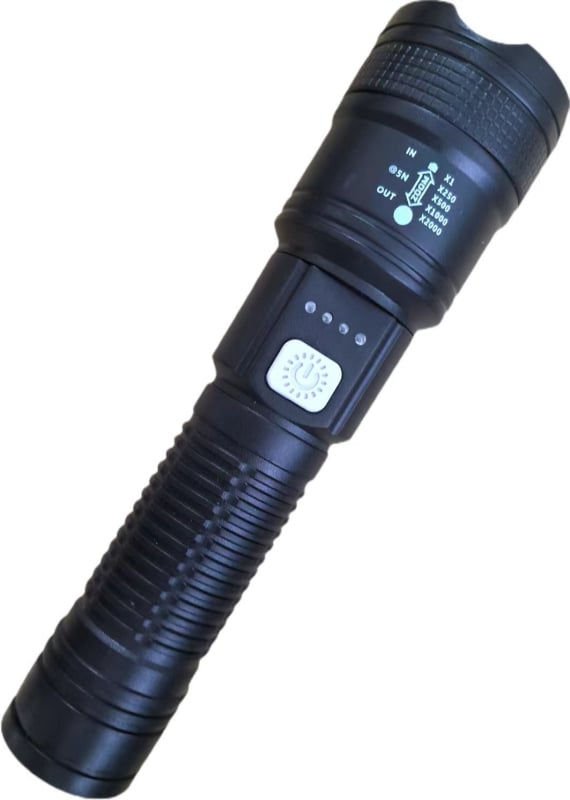 Prenosna LED baterijska lampa s teleskopskim zumom i digitalnim zaslonom (LED, 1200mAh, 3W, Teleskopski zoom, Digitalni zaslon)