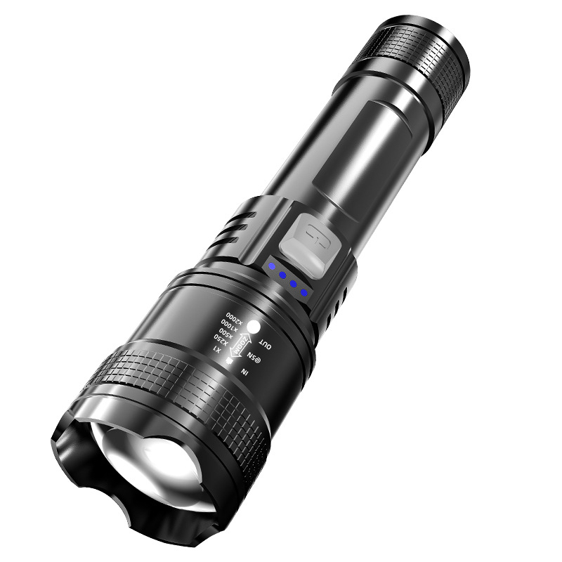 Prenosna LED baterijska lampa s teleskopskim zumom i digitalnim zaslonom (LED, 1200mAh, 3W, Teleskopski zoom, Digitalni zaslon)