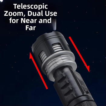 Φακός LED, χειροκίνητα τροφοδοτούμενος, 5W, 1200mAh, εμβέλεια 100–200 μέτρα