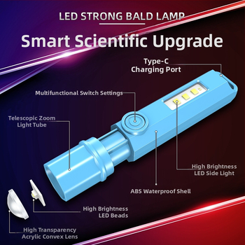 Φακός LED μικρού μεγέθους με τηλεσκοπική κατασκευή, πολυλειτουργικός εξωτερικός φακός, 1W, 1200 mAh, εμβέλεια 100–200 m, διάρκεια μπαταρίας 3–5 h