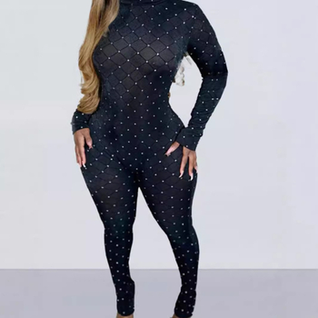 Μακρυμάνικος ολόσωμος συνδυασμός από πλεκτό ύφασμα, πολυεστέρας >95%, στυλ μετακίνησης, στενή εφαρμογή, μήκος παντελονιών, φθινοπωρο 2024