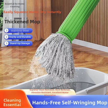 Namų valymui skirtas besisukantis mopas iš bambuko pluošto, rankų naudojimas nereikalingas