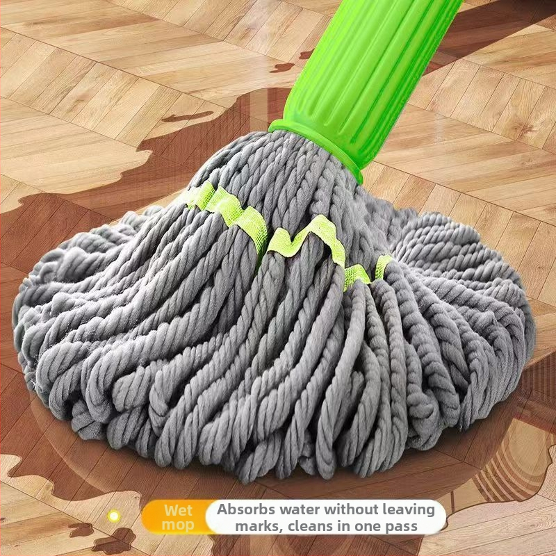 Mājsaimniecības grīdas mop ar rotējošu galvu no bambusa šķiedras, lietošanai bez rokām