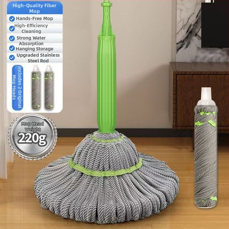 Namų valymui skirtas besisukantis mopas iš bambuko pluošto, rankų naudojimas nereikalingas