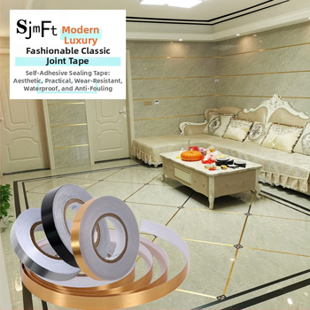 Αυτοκόλλητη διακοσμητική γραμμή αρμών πλακιδίων για τοίχους — PET υλικό, αδιάβροχο, μονόχρωμο σχέδιο, 1 τεμάχιο, κατάλληλο για σαλόνι, υπνοδωμάτιο, μελέτη και μπάνιο