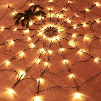 LED светлини за Хелоуин — паучова мрежа, дистанционно управление, батерия, WSJ-08, IP44, 4.5V