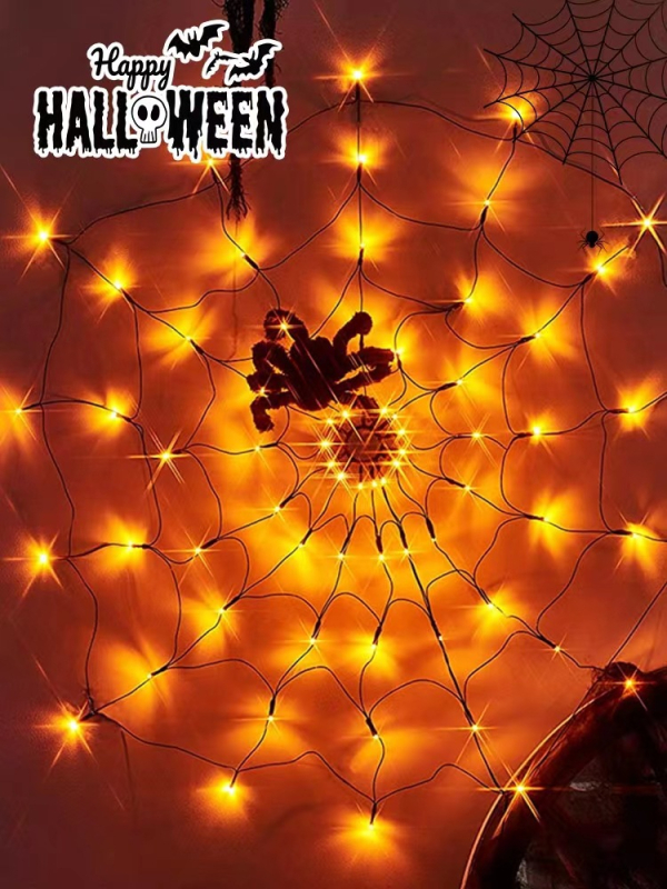 Halloween LED svjetla u obliku paukove mreže, s daljinskim upravljačem, baterijsko napajanje, IP44, mali svjetleći niz